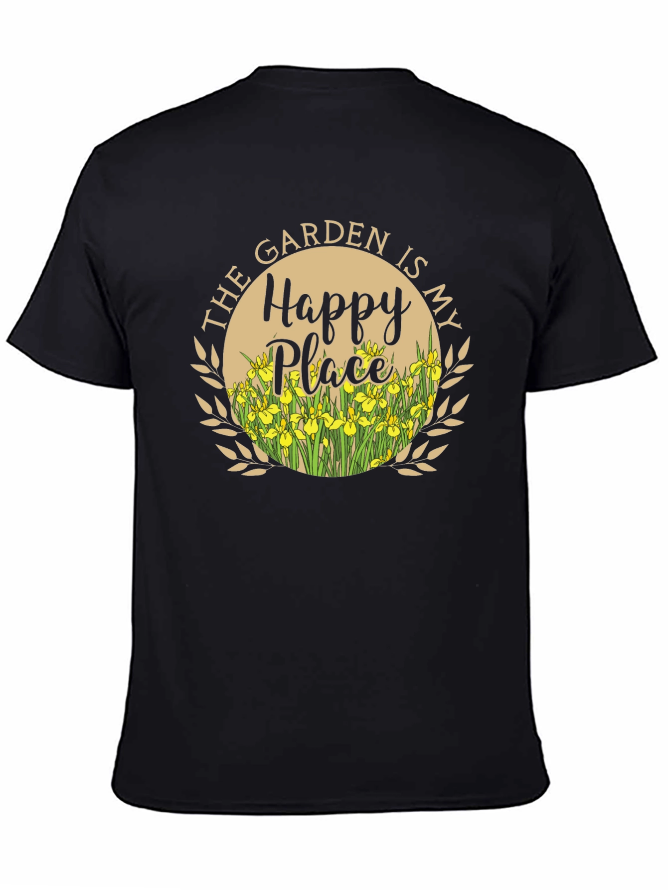 Black The Garden is My Happy Place Black T-Shirt view 4