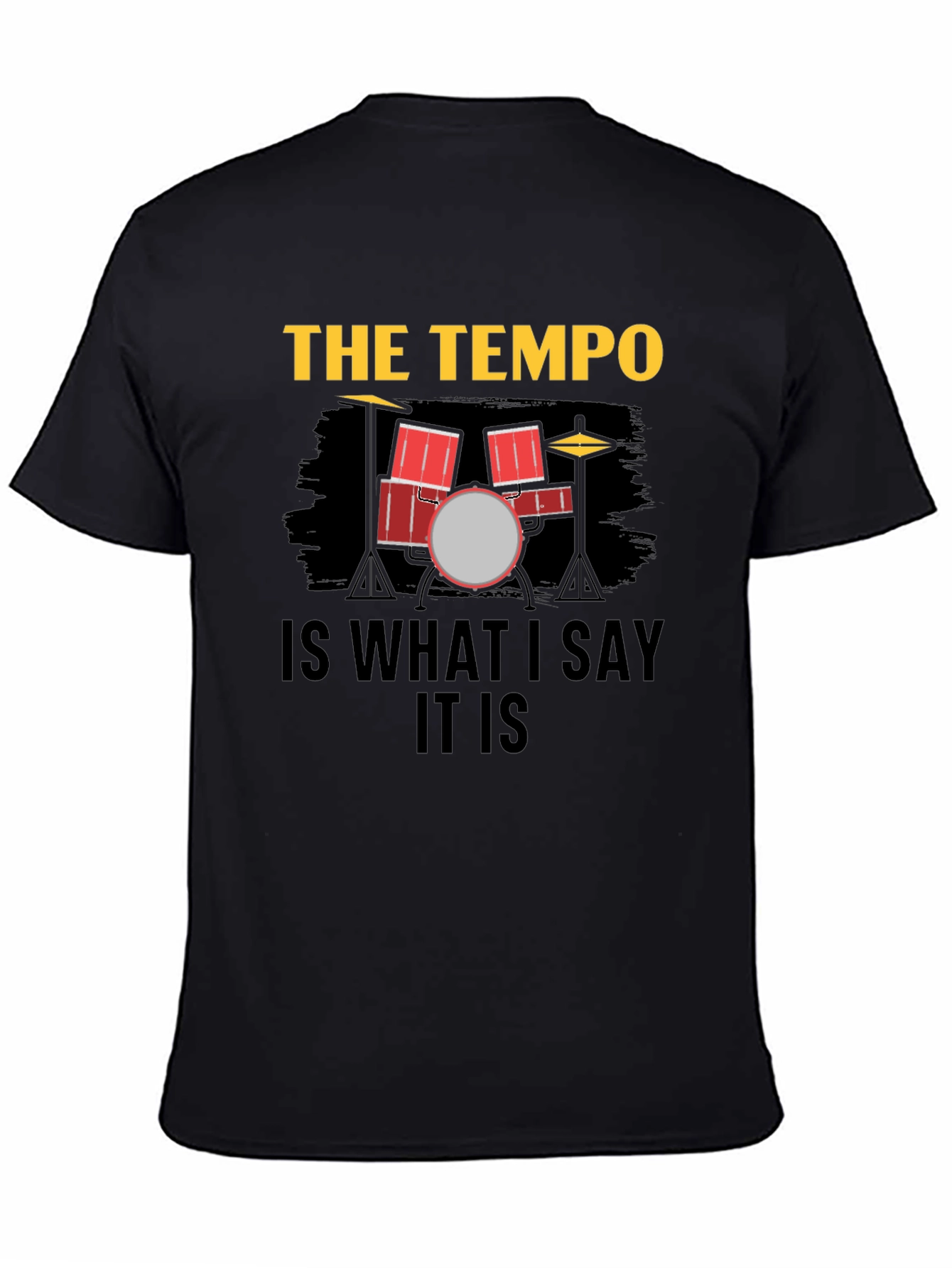 Black Drummer's Tempo Graphic Tee - Music Lover's T-Shirt view 4