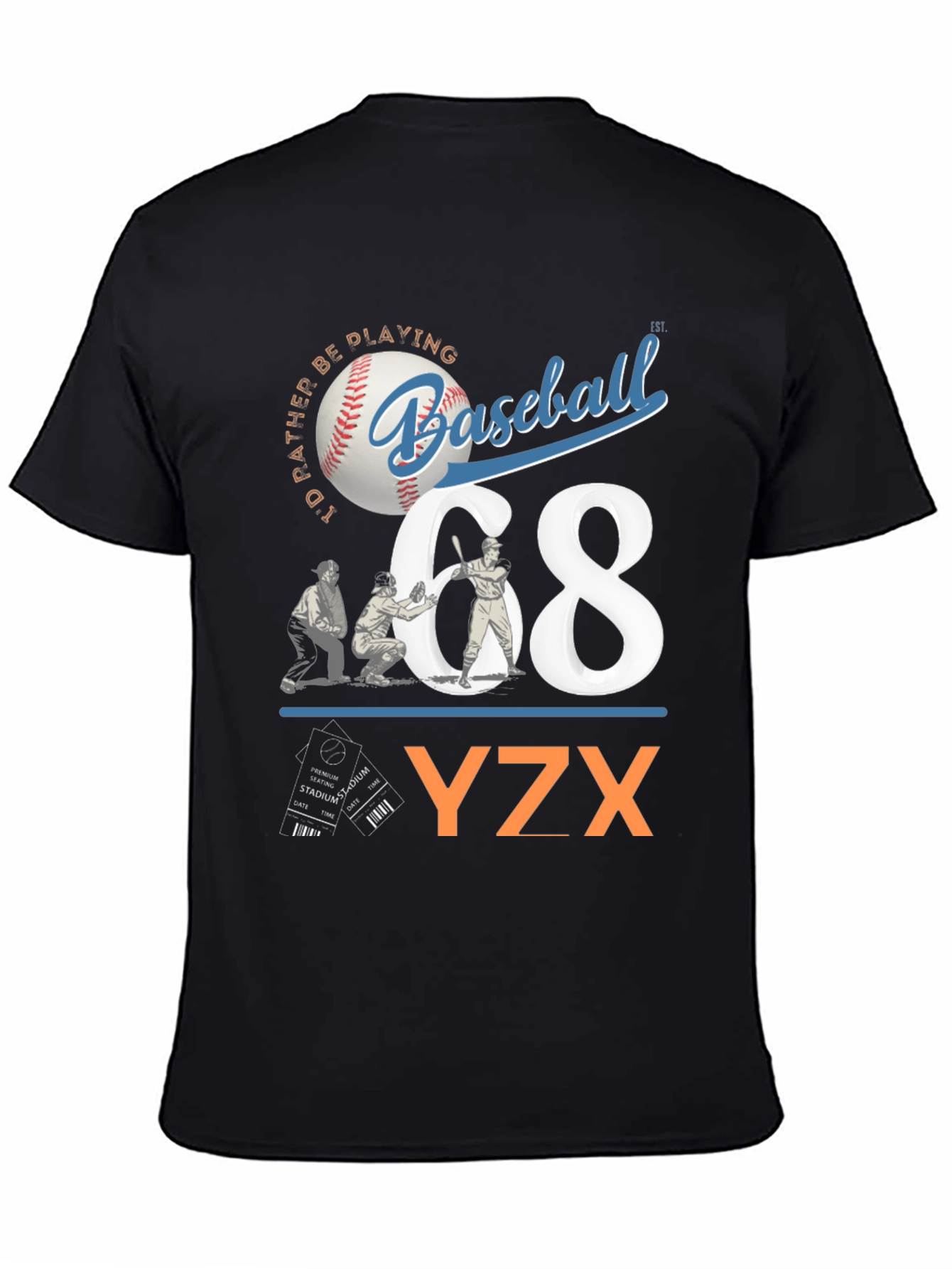 Black Baseball Graphic Tee - YZX view 4