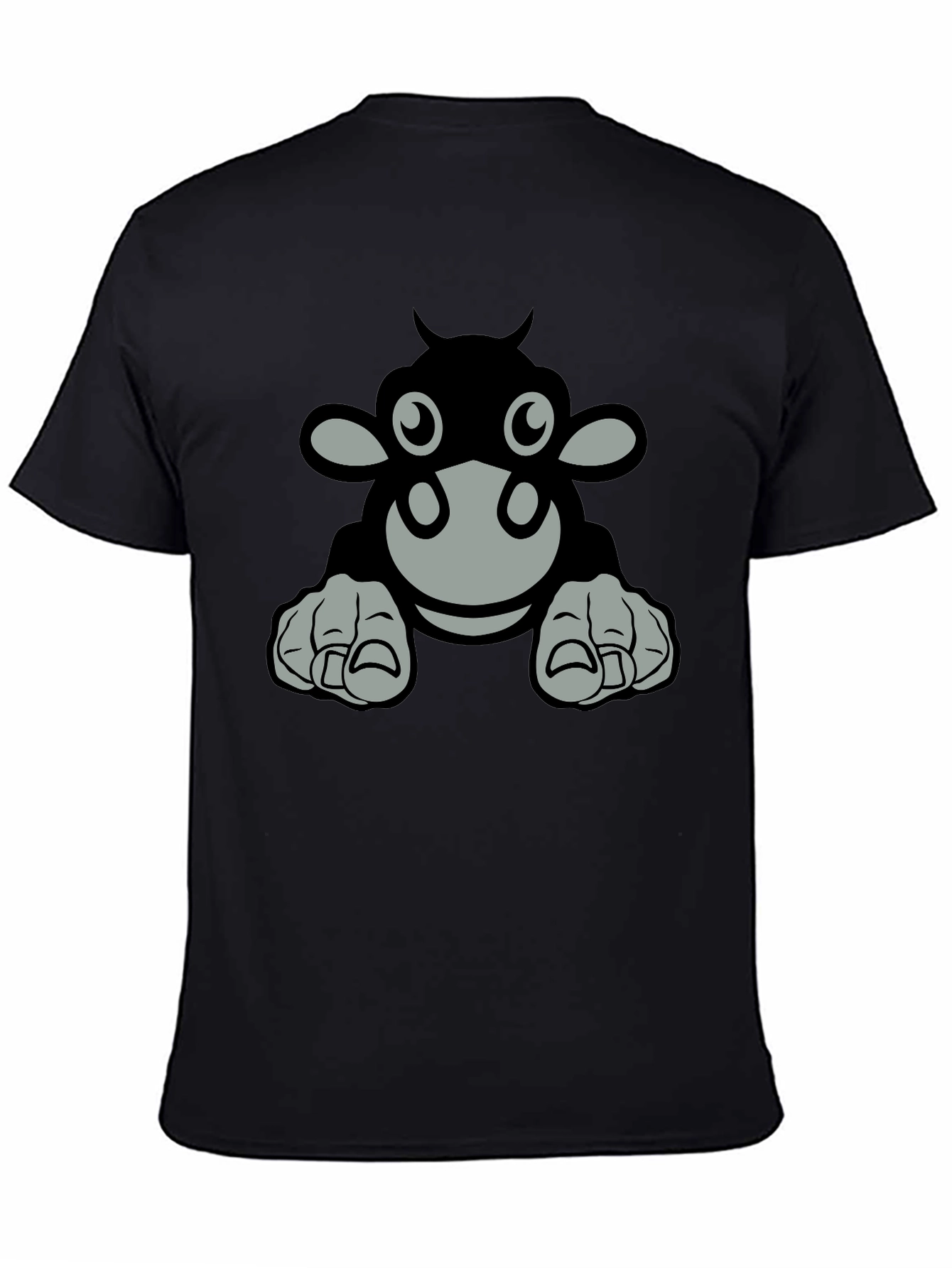Black Cartoon Cow Graphic Tee - Black T-Shirt view 4