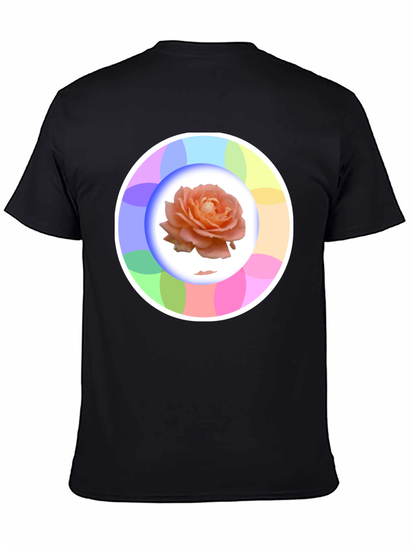 Black Rose Circle Graphic Black T-Shirt view 4
