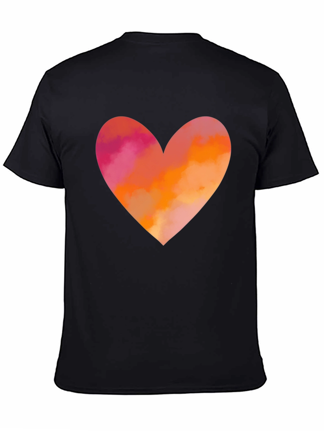 Black Heart Graphic T-Shirt - Black Cotton Blend Casual Tee view 4