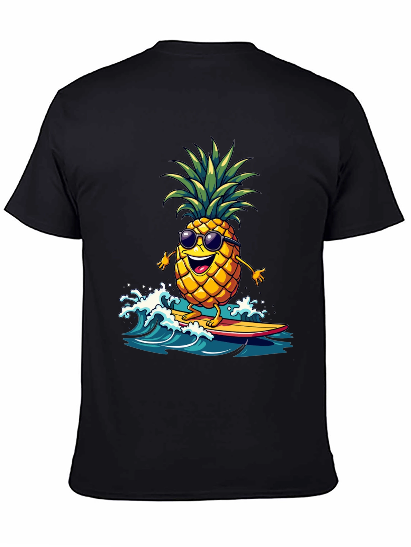 Black Surfing Pineapple T-Shirt - Tropical Fun! view 4