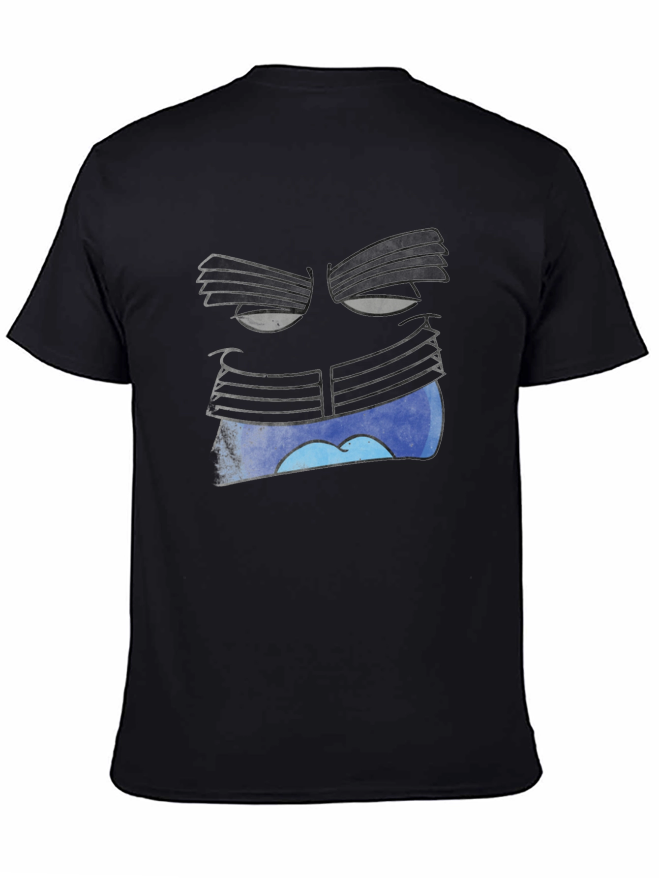 Surreal Face Graphic Black T-Shirt - 4