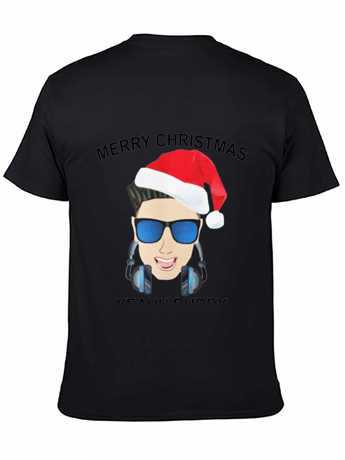 Black Merry Christmas DJ T-Shirt view 4