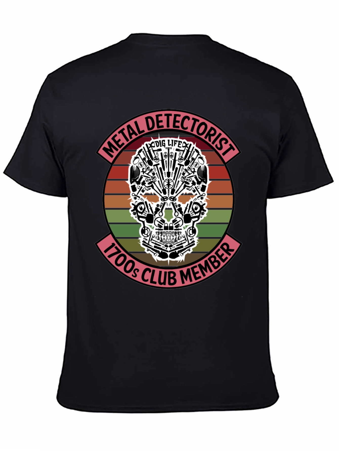 Black Metal Detectorist T-Shirt: 1700s Club Member view 4