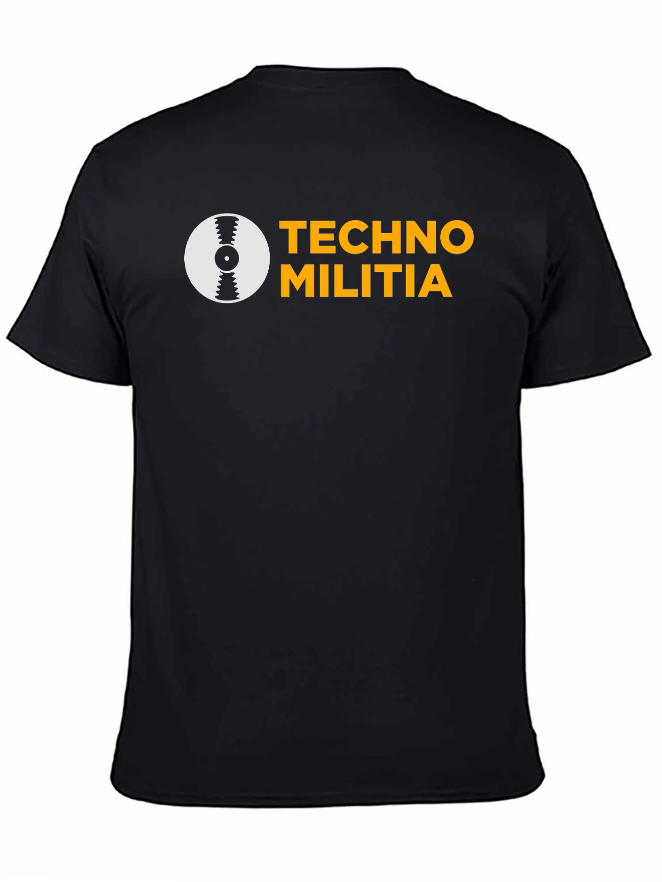 Black Techno Militia Graphic Tee - Black Cotton T-Shirt view 4