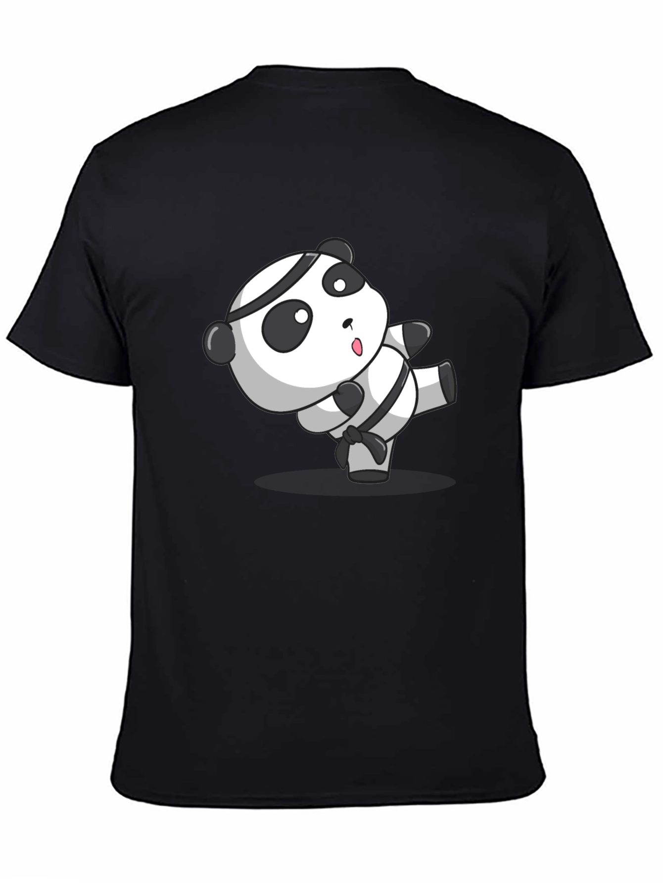 Black Martial Arts Panda T-Shirt - Black Cotton Tee view 4