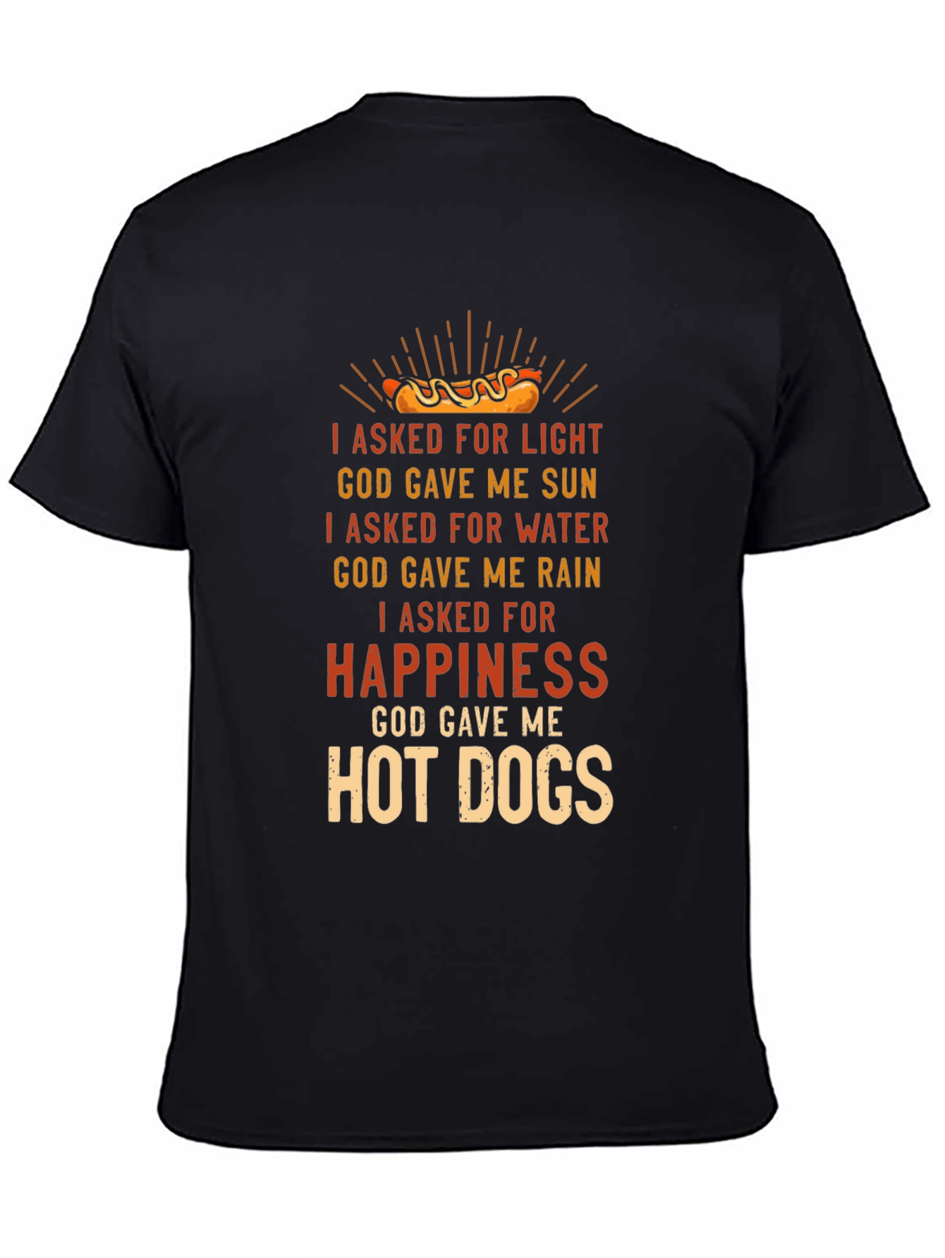 Black Hot Dog Happiness Graphic T-Shirt view 4