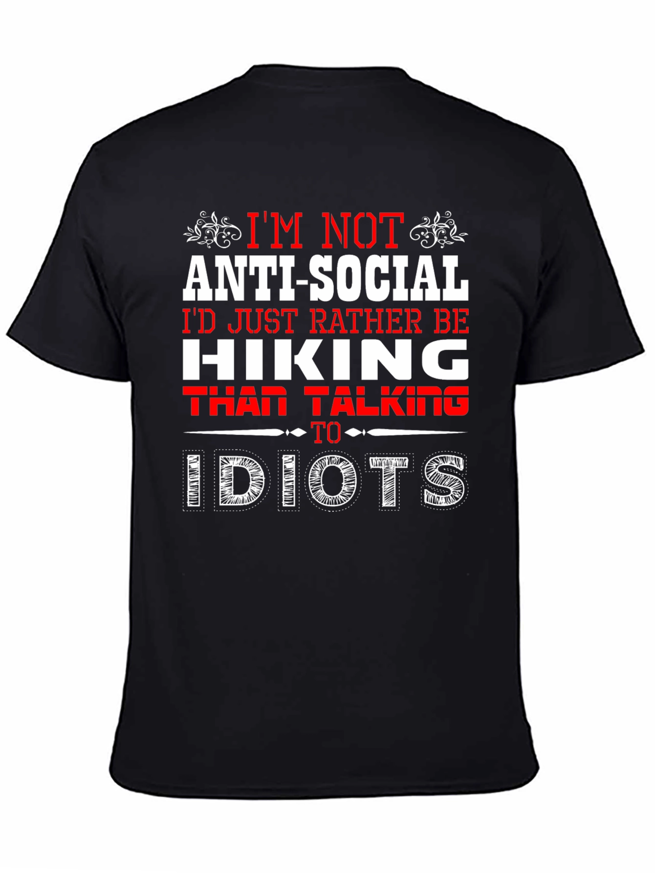 Black Funny Hiking T-Shirt - Anti-Social Outdoors Tee view 4