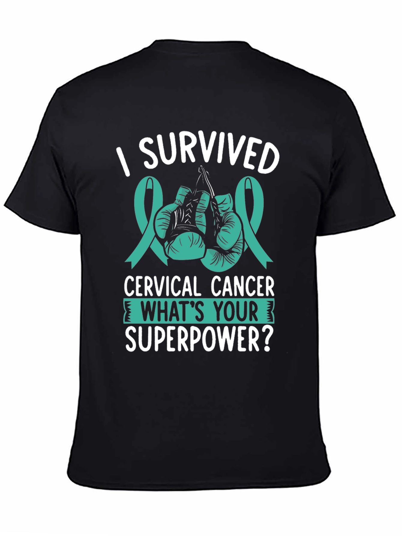 Black I Survived Cervical Cancer T-Shirt view 4