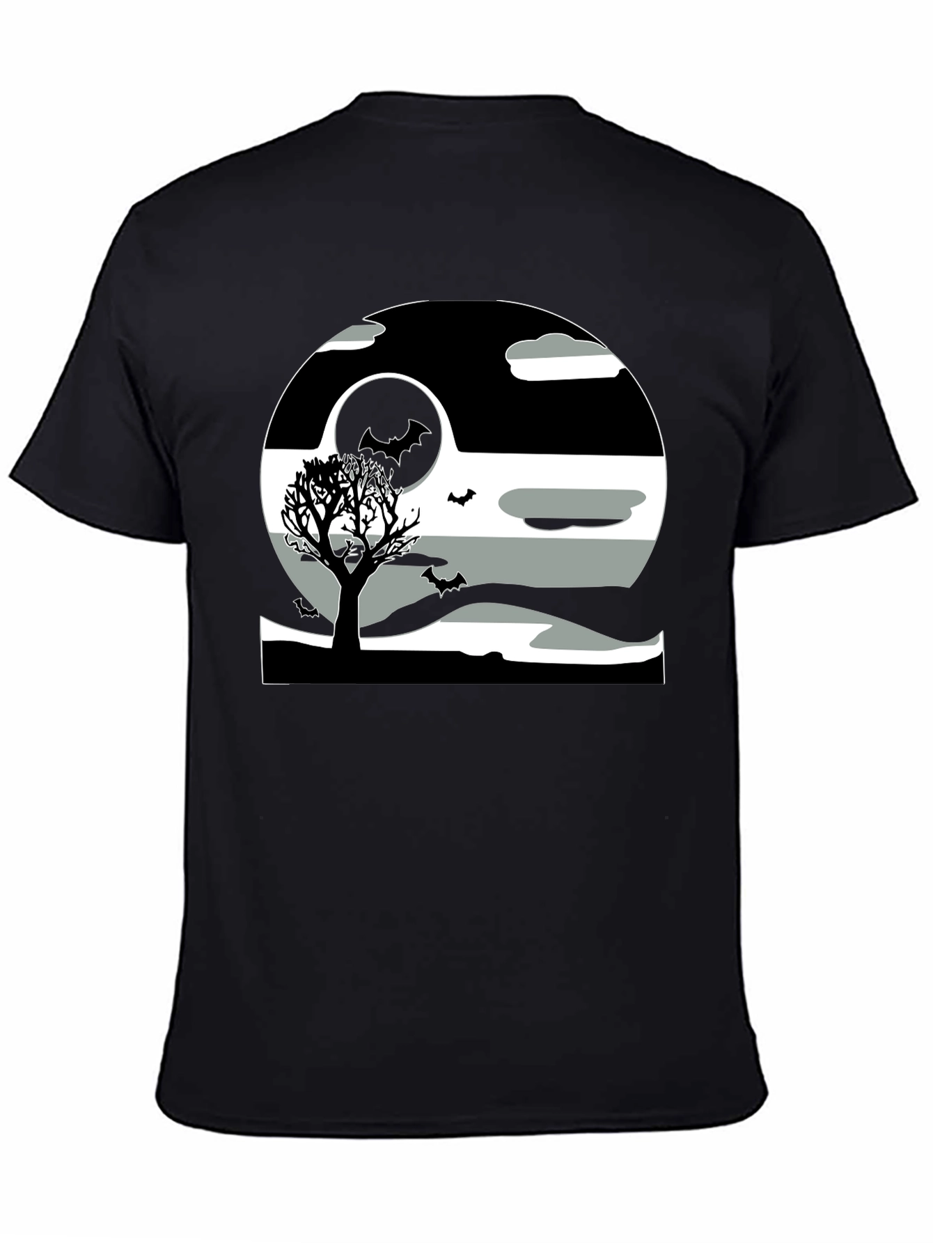 Black Halloween Scene Graphic Tee - Black view 4