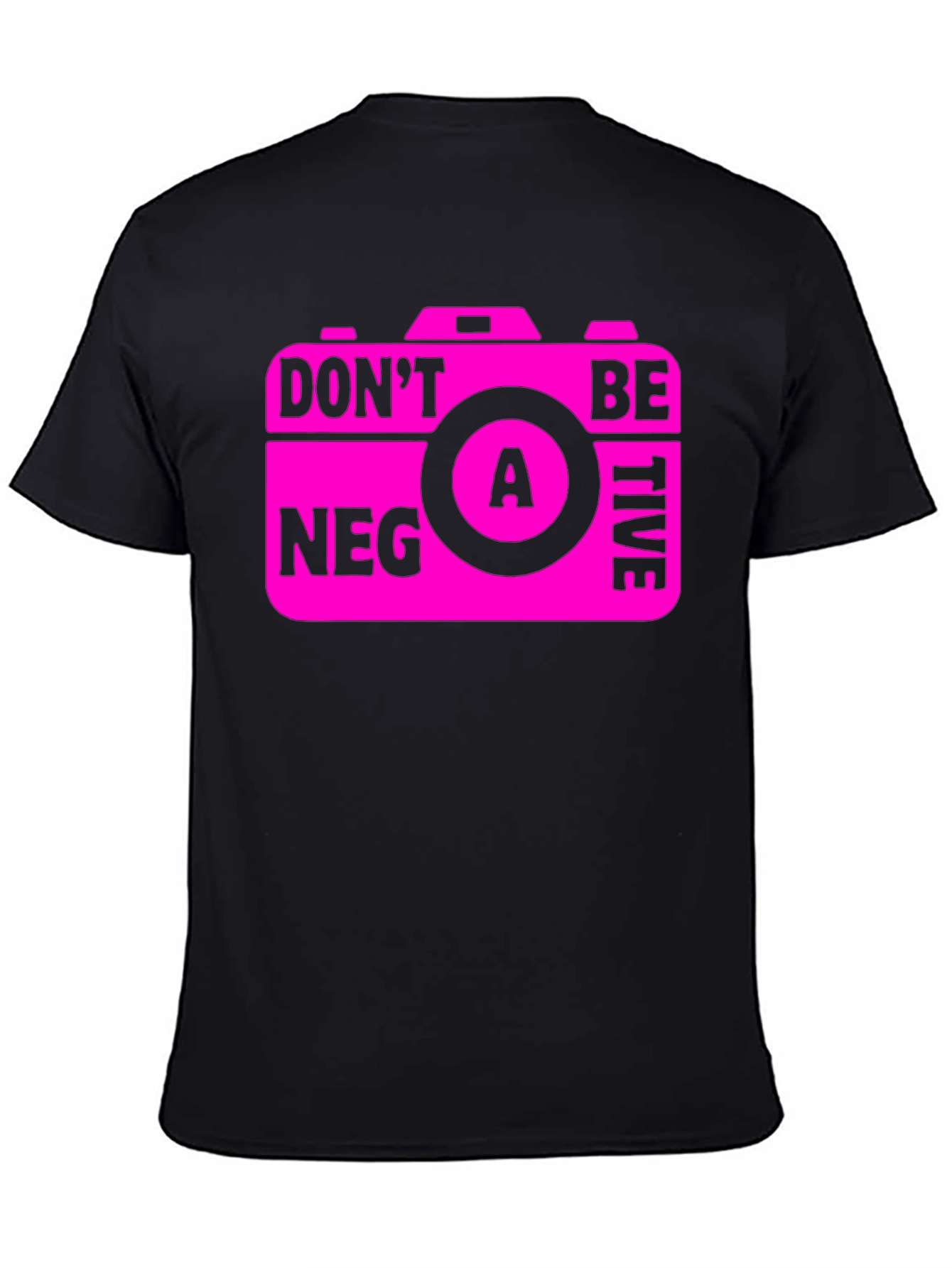 Black Funny Camera Graphic T-Shirt - Don't Be A Negative! view 4