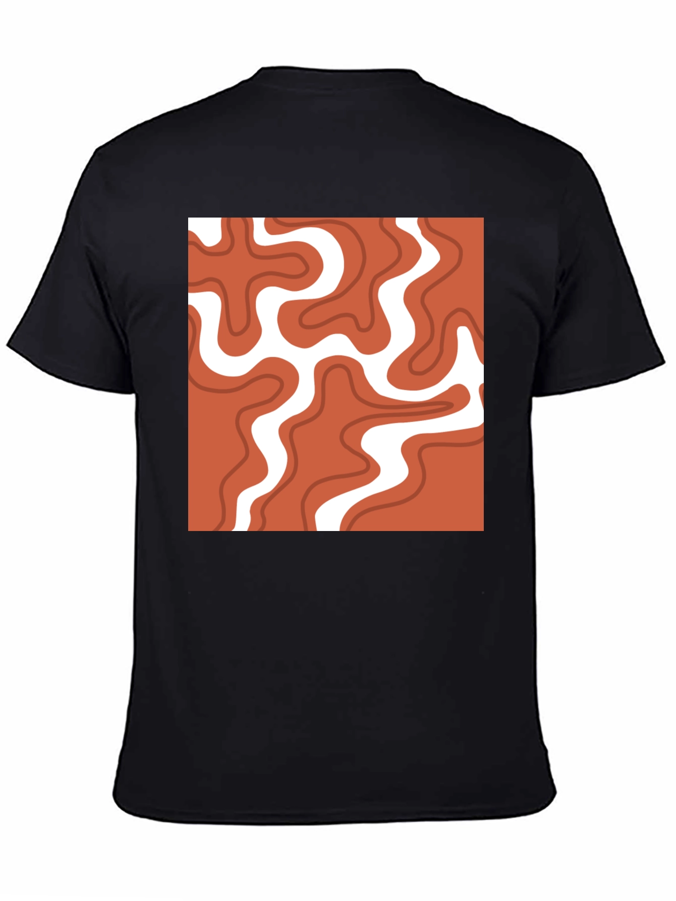 Black Retro Swirl T-Shirt - Modern Abstract Tee view 4