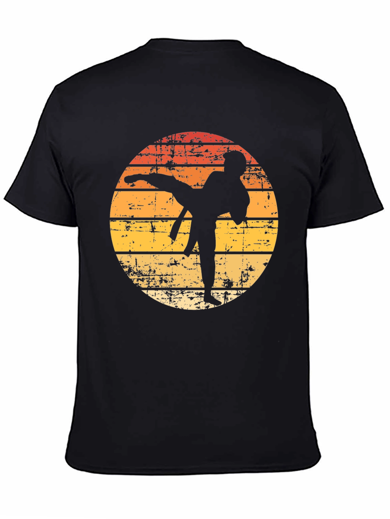 Black Karate Sunset T-Shirt - Retro Martial Arts Tee view 4