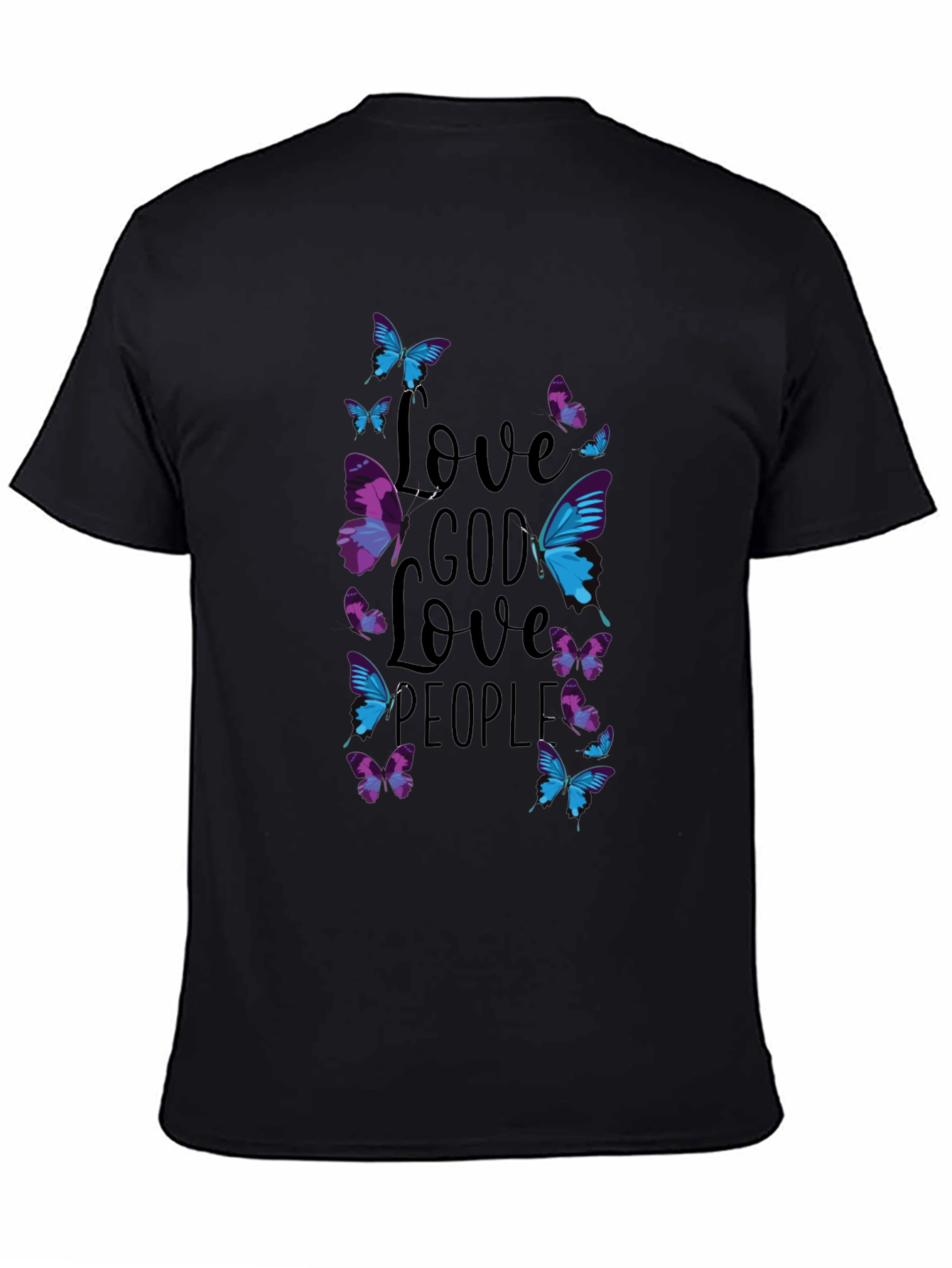 Black Love God Love People Butterfly T-Shirt view 4