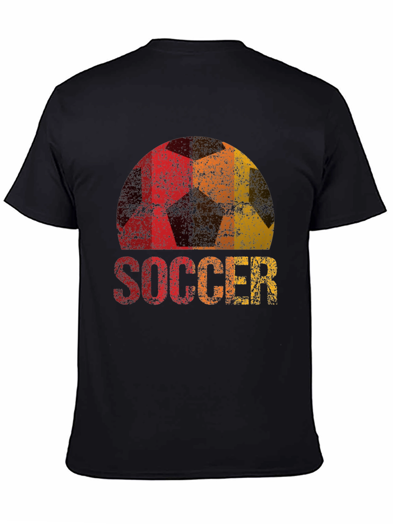 Black Vintage Soccer Ball Graphic Tee - Black T-Shirt view 4