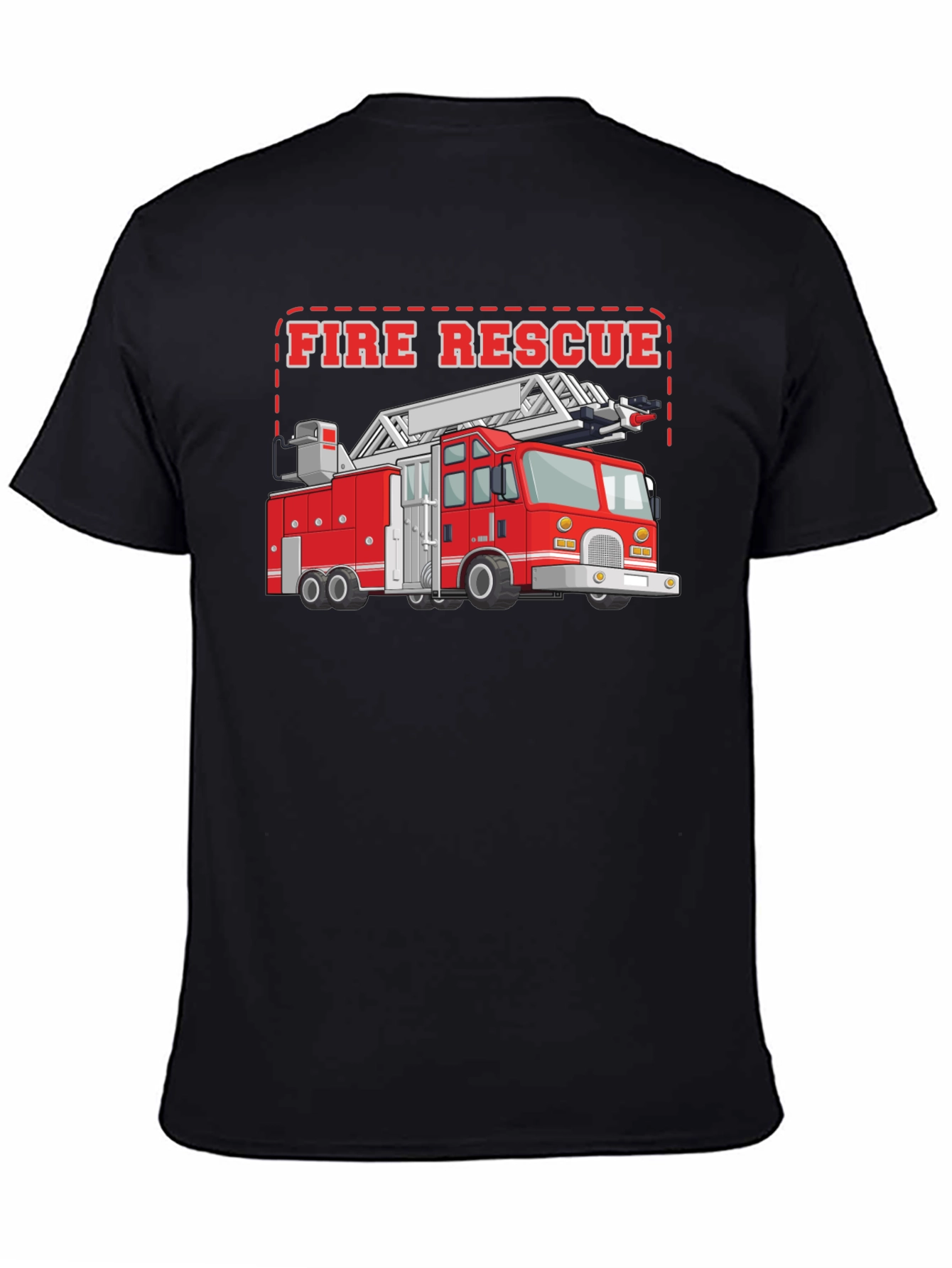 Black Fire Rescue Truck T-Shirt view 4