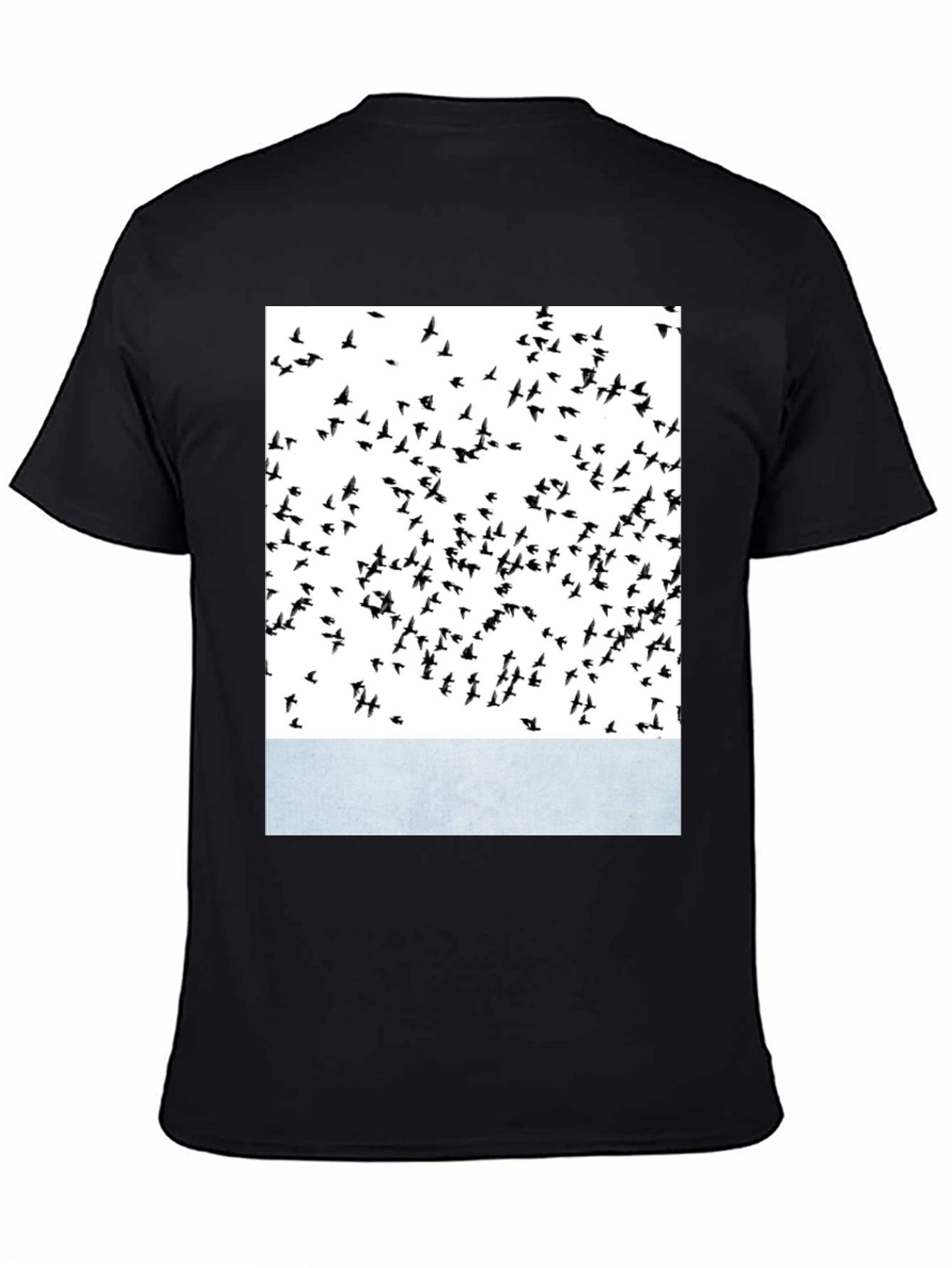 Black Abstract Bird Print Crew Neck T-Shirt view 4