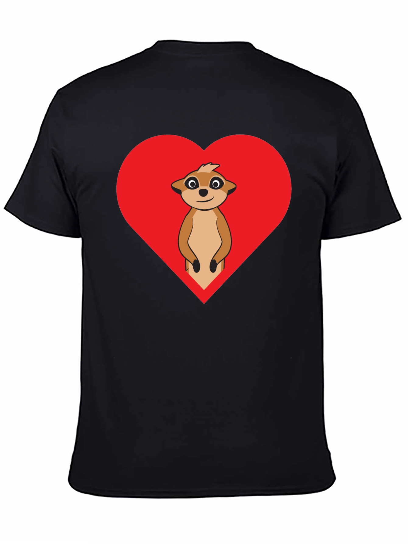 Black Meerkat Heart Graphic Tee - Black Cotton view 4