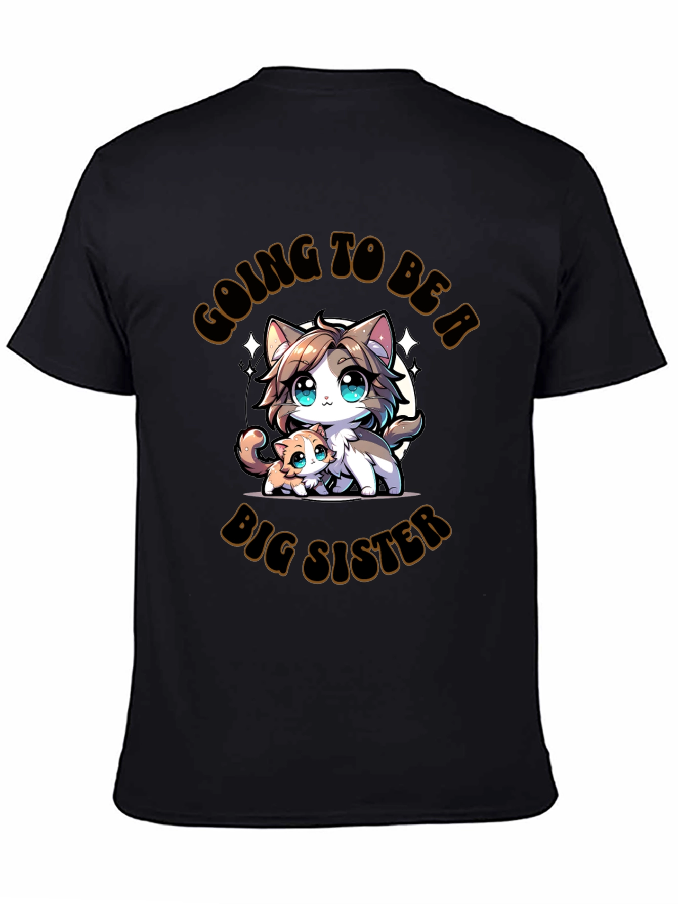 Black Big Sister Cat T-Shirt view 4