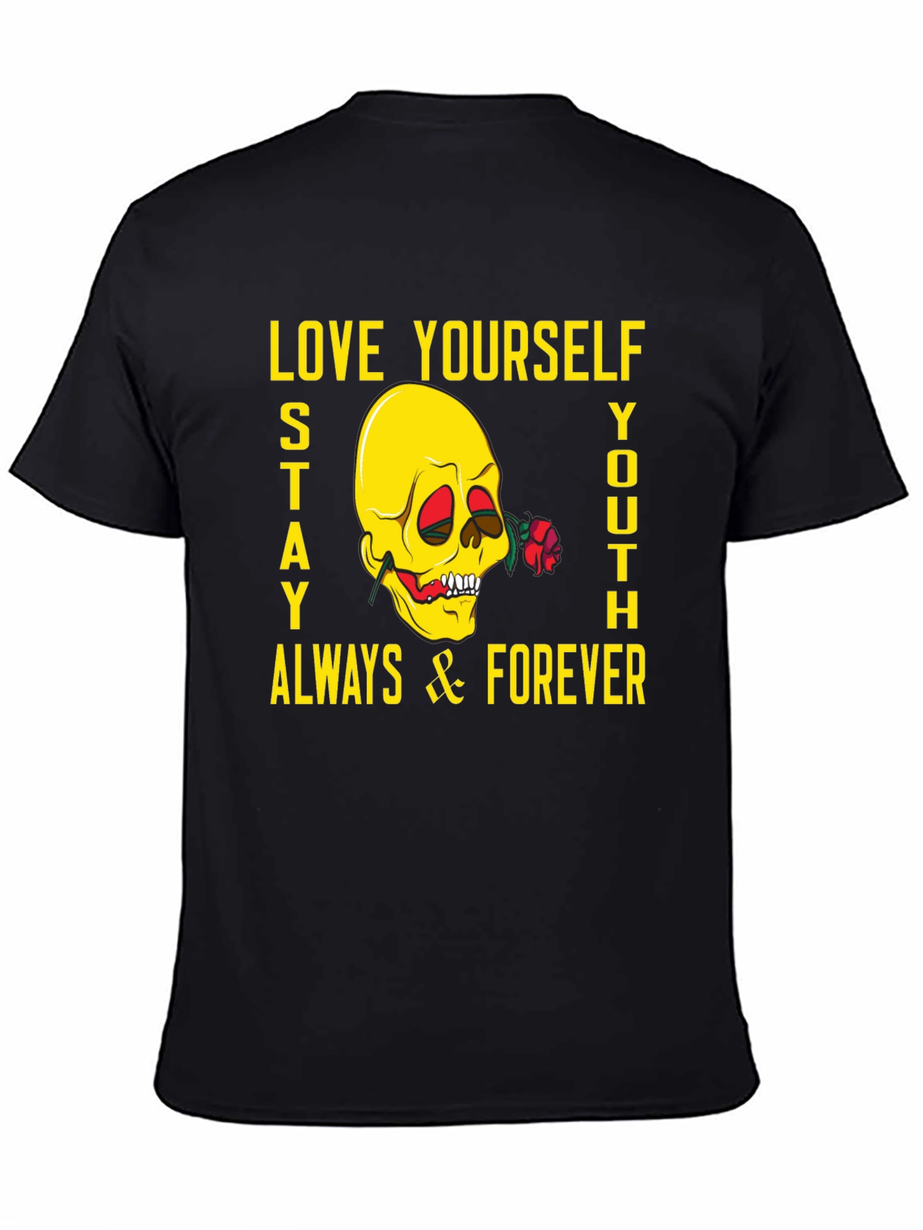 Black Skull & Rose Graphic Tee - Love Yourself, Stay Youthful! view 4