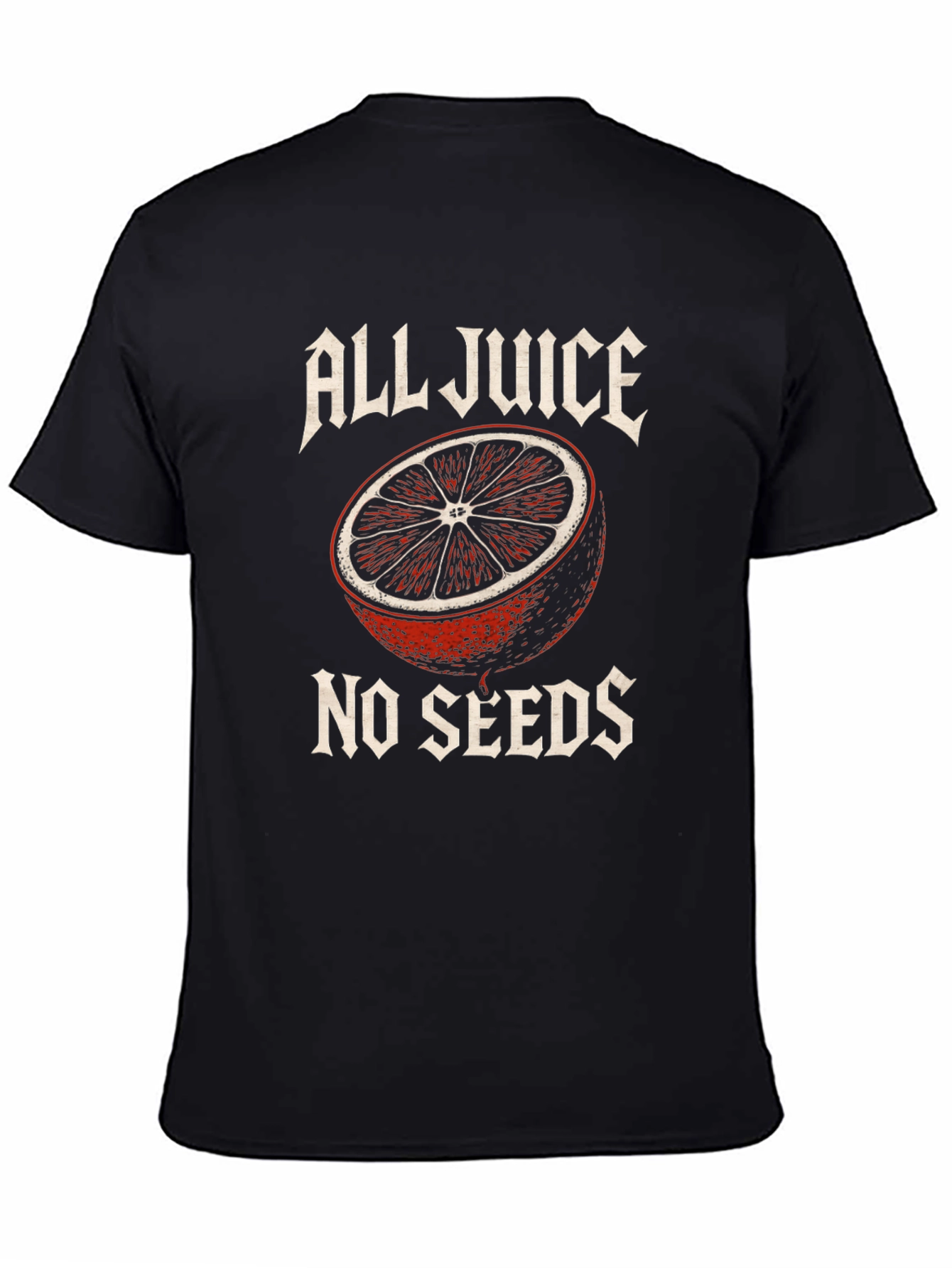 Black All Juice No Seeds T-Shirt - Funny Fruit Graphic Tee view 4