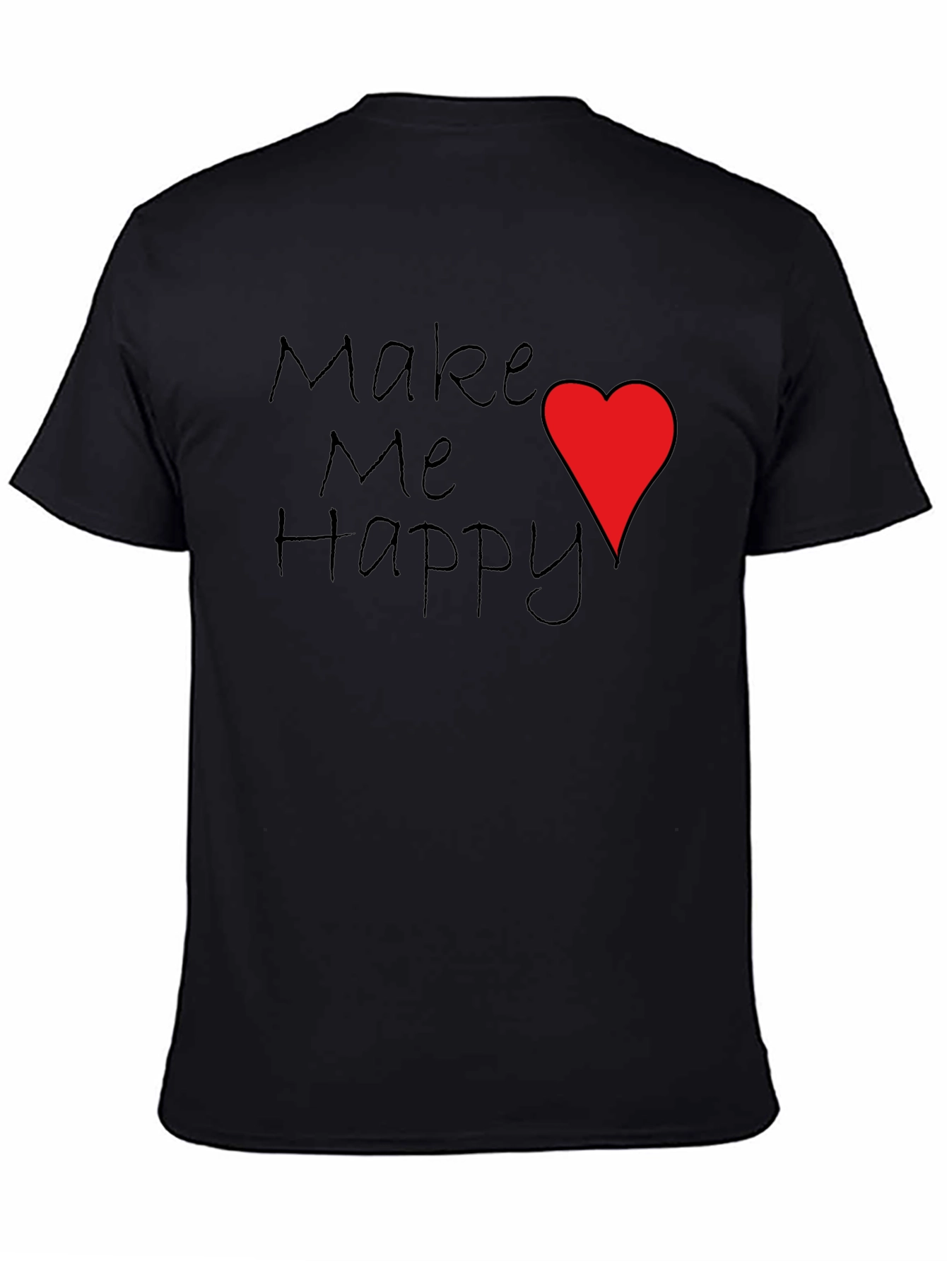 Black Make Me Happy T-Shirt Red Heart Black Tee view 4