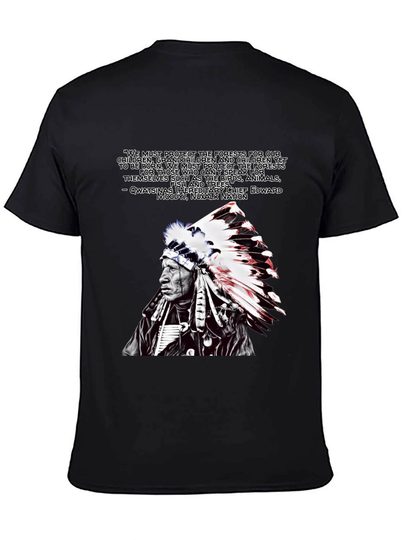 Black Native American Chief Graphic T-Shirt view 4