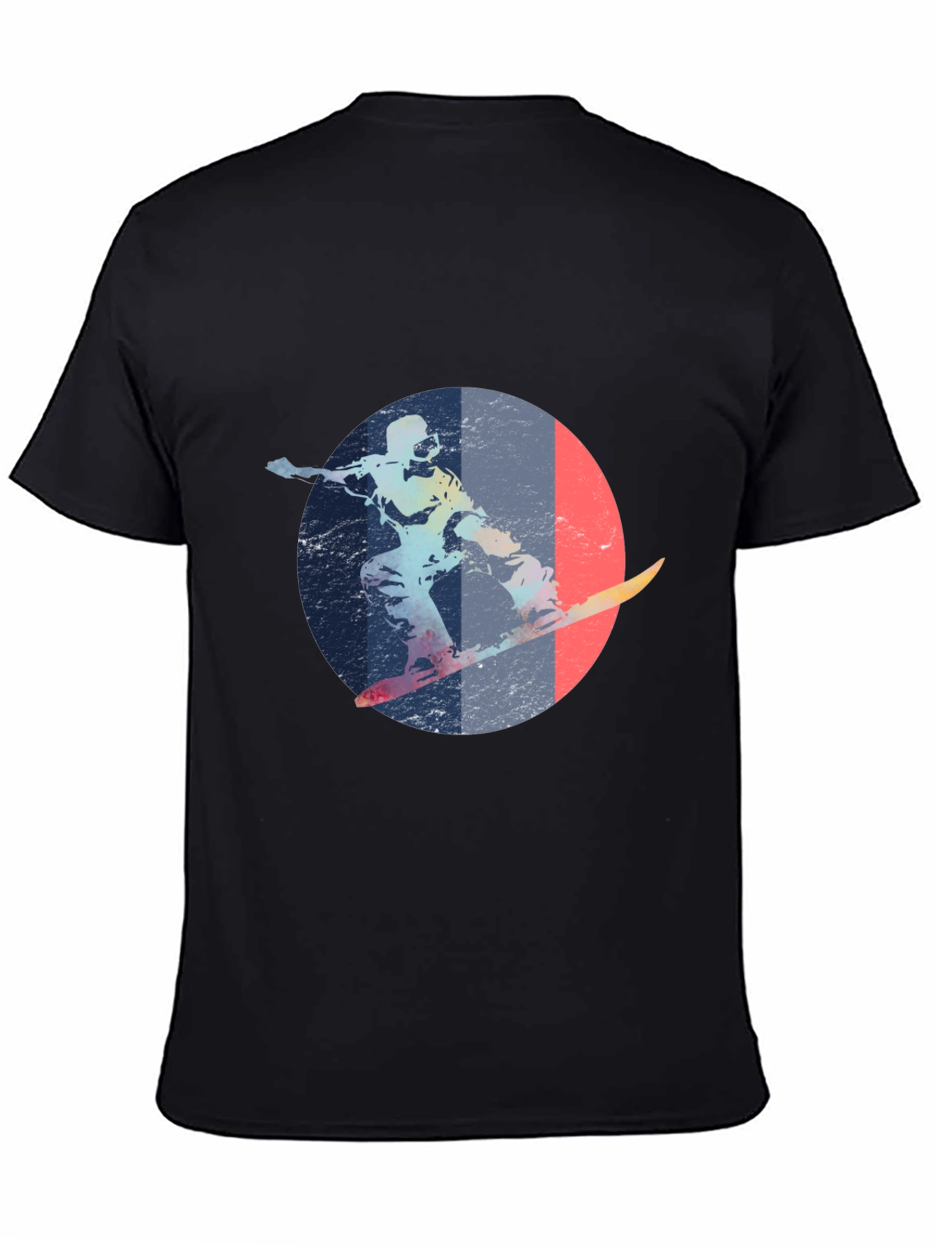 Black Retro Snowboarder Graphic Tee view 4