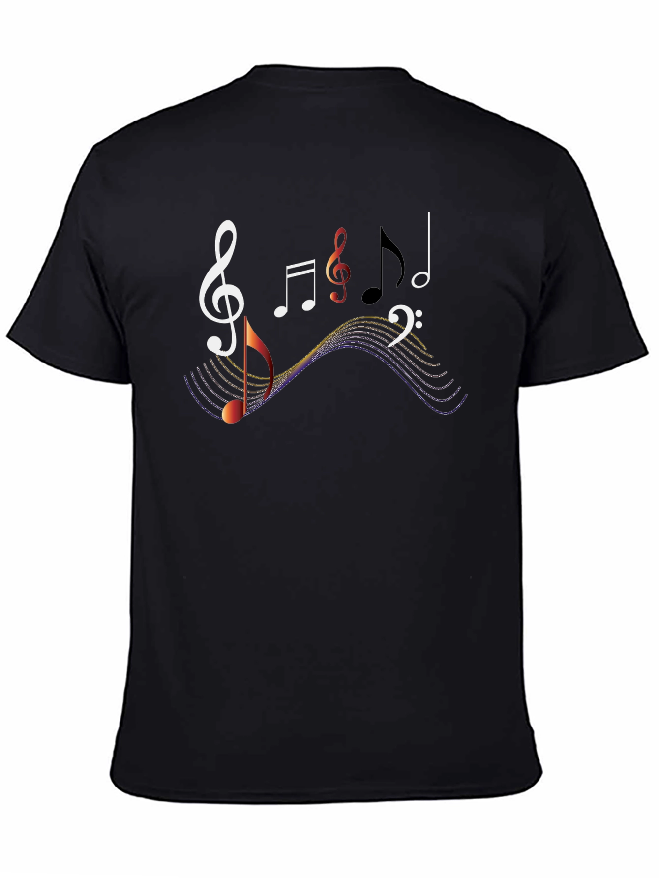 Black Musical Note Graphic Black T-Shirt view 4