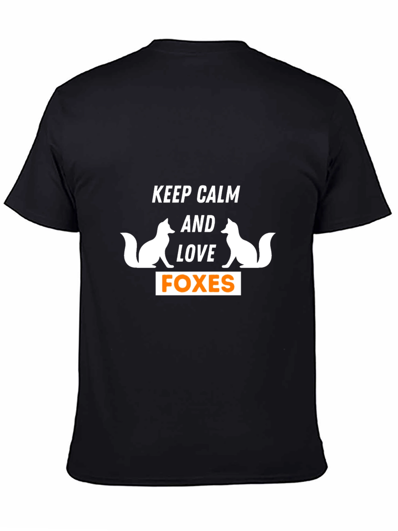 Black Keep Calm and Love Foxes Graphic T-Shirt view 4