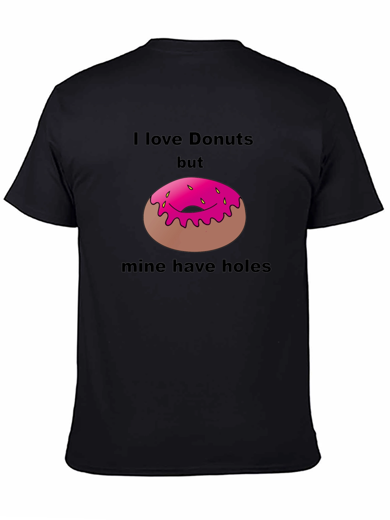 Black I Love Donuts T-Shirt Funny Pun Tee view 4