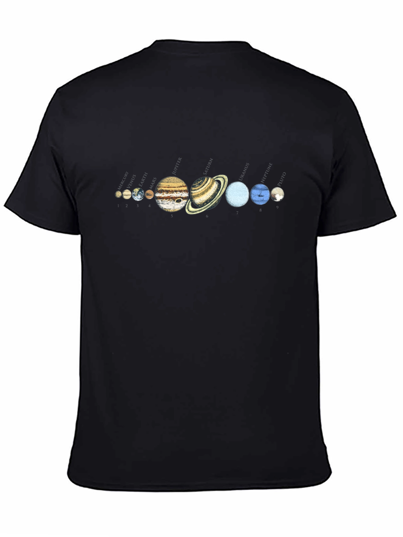 Black Solar System Planets Graphic T-Shirt view 4