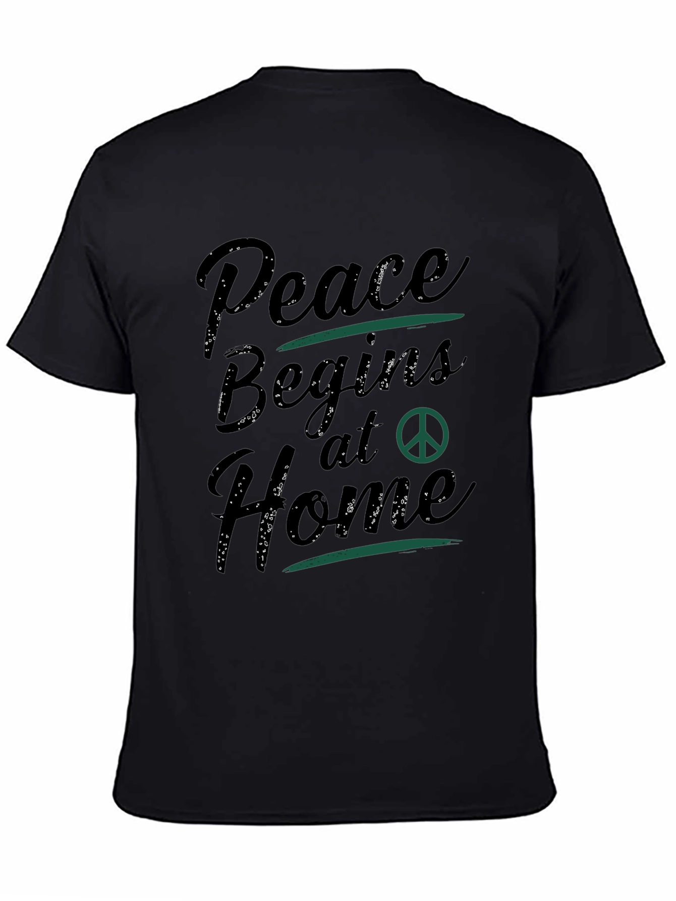 Black Peace Begins At Home Black T-Shirt view 4