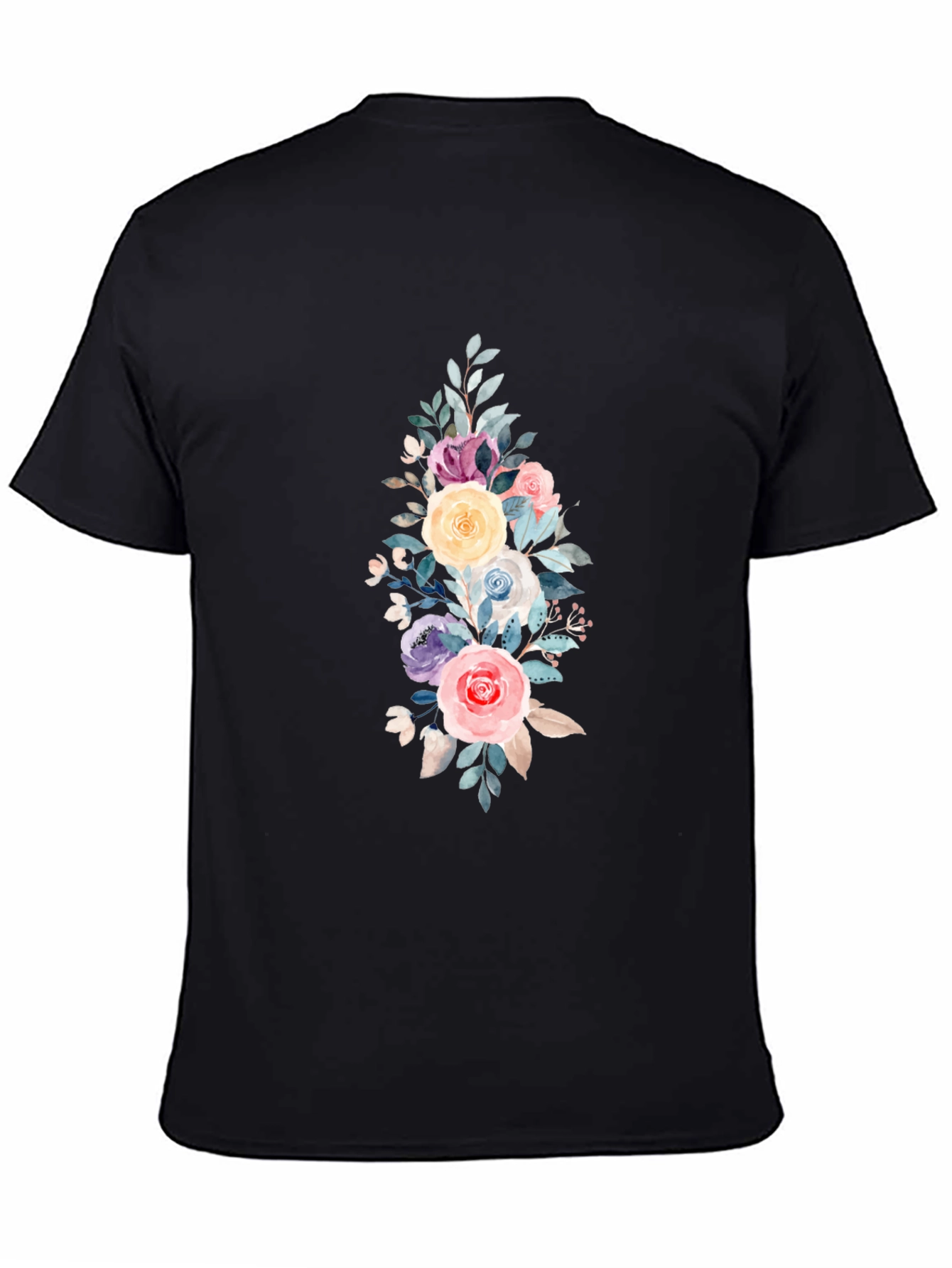Black Floral Bouquet Graphic T-Shirt - Stylish Men's Tee view 4