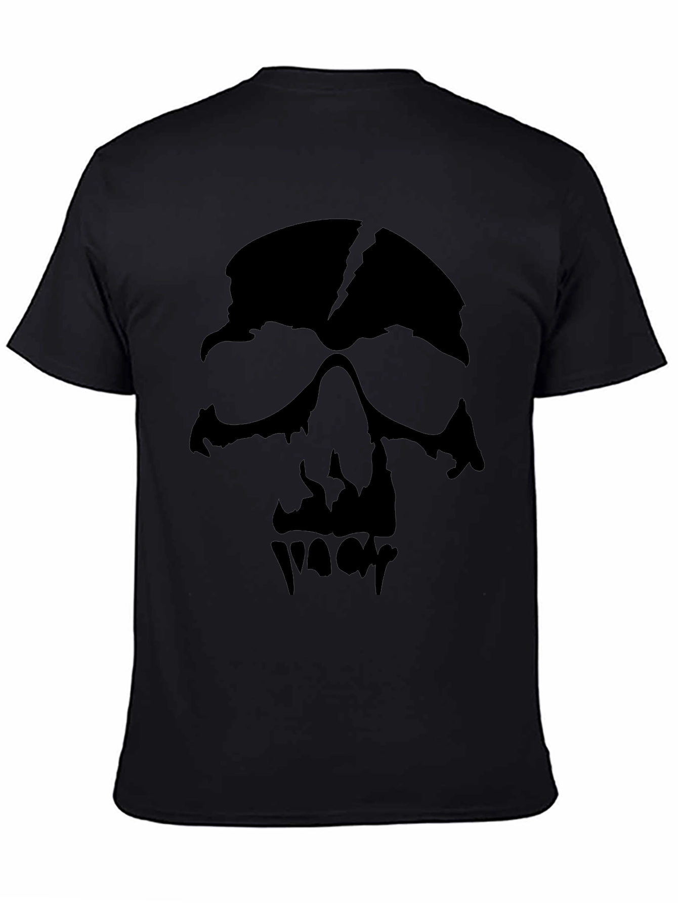 Black Men's Black Graphic Skull T-Shirt view 4