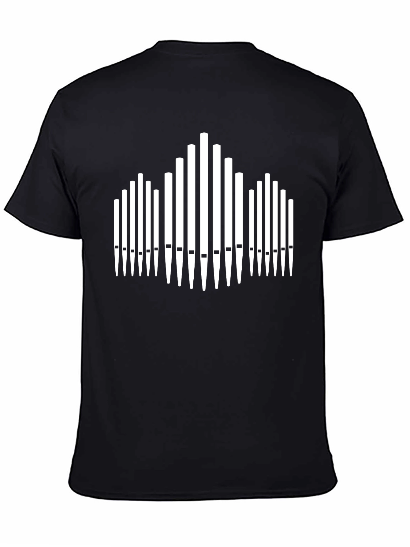 Black Organ Pipes Graphic Tee - Musician's Novelty Shirt view 4