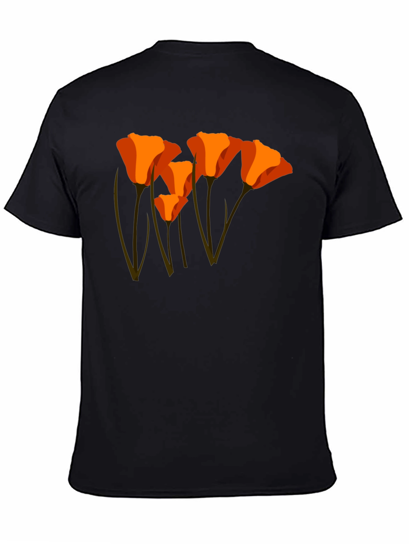 Black Orange California Poppy Graphic T-Shirt view 4