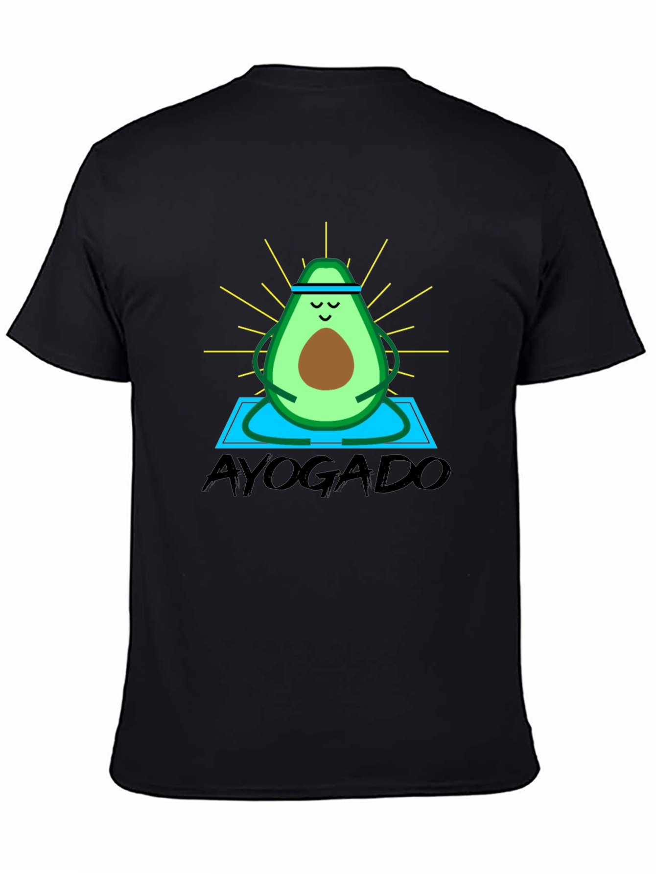 Black Ayogado Yoga Avocado Graphic T-Shirt view 4