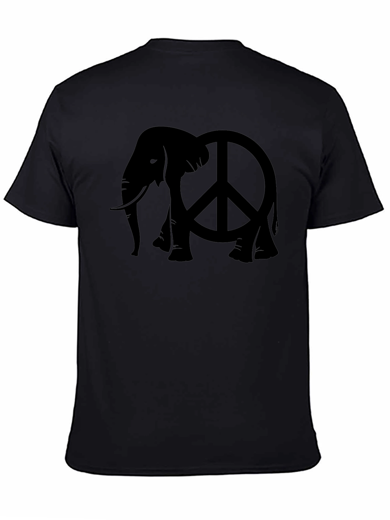 Black Elephant Peace Sign Black T-Shirt view 4