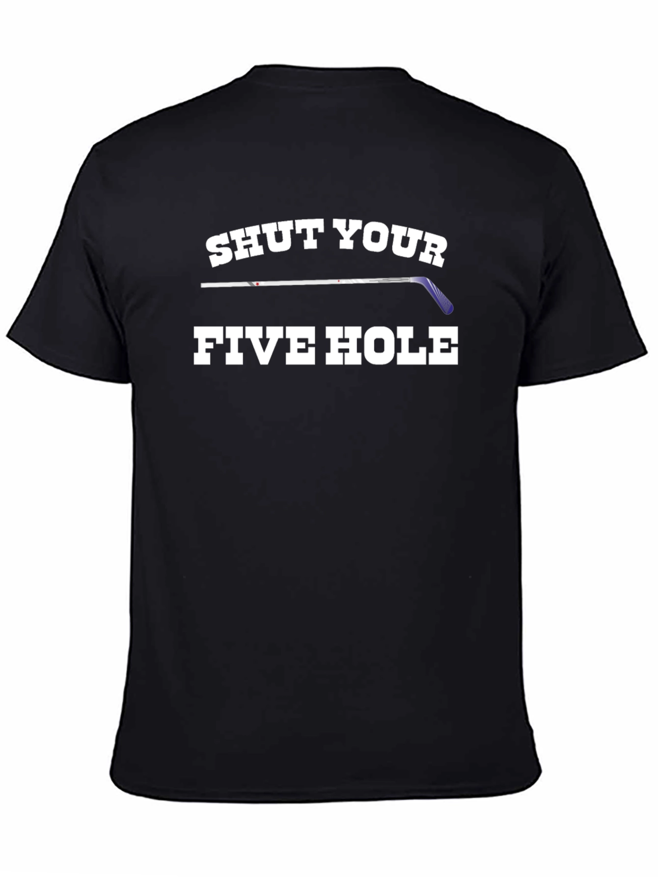 Black Shut Your Five Hole Hockey Graphic Tee view 4