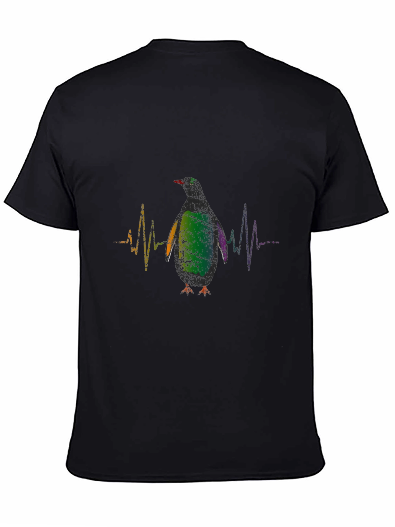 Black Penguin Heartbeat Graphic Tee - Black Cotton Blend view 4