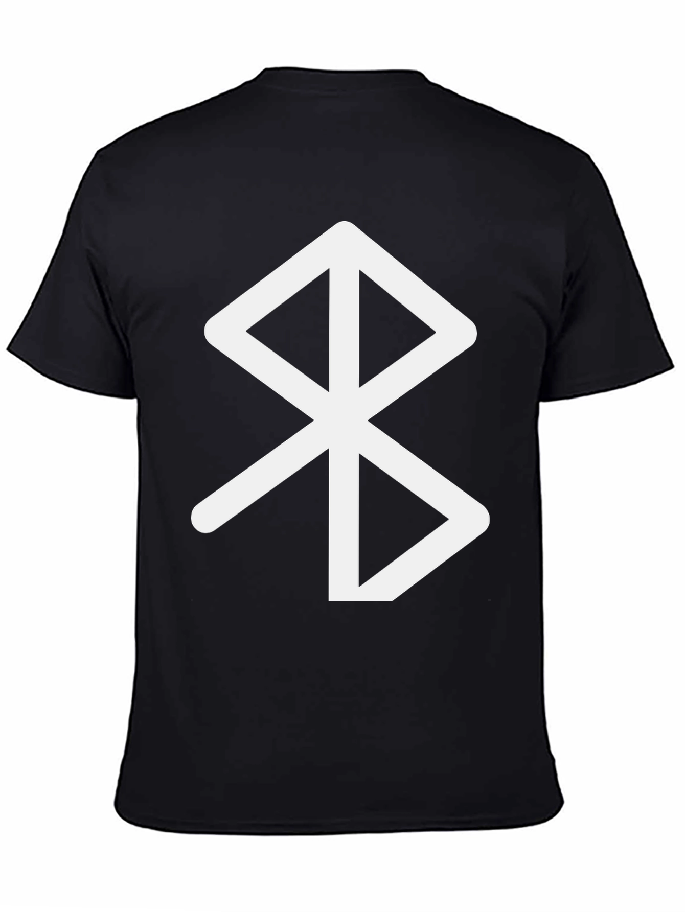 Black Black T-Shirt with White Bluetooth Symbol view 4