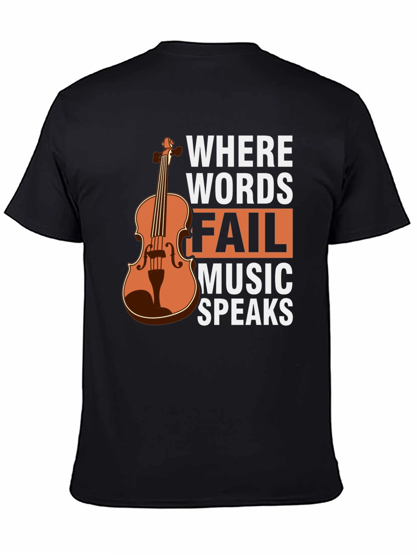 Black Music Speaks T-Shirt - Violin Graphic Tee view 4