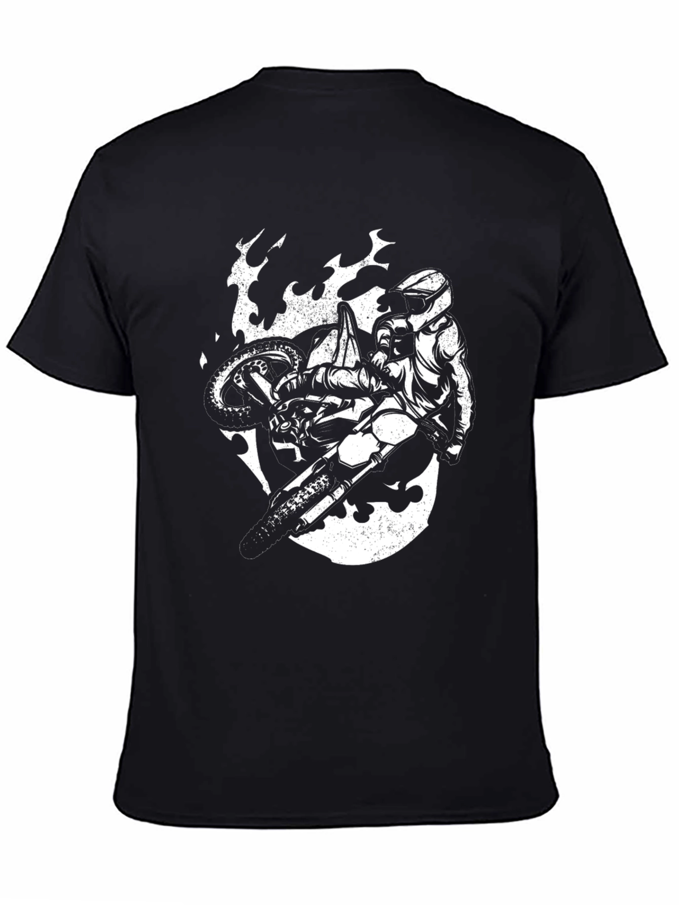 Black Motocross Rider Graphic Tee - Black Cotton Blend view 4