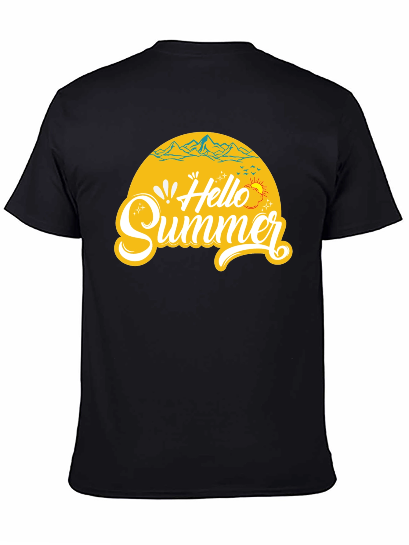 Black Hello Summer Graphic Tee - Mens Black T-Shirt view 4