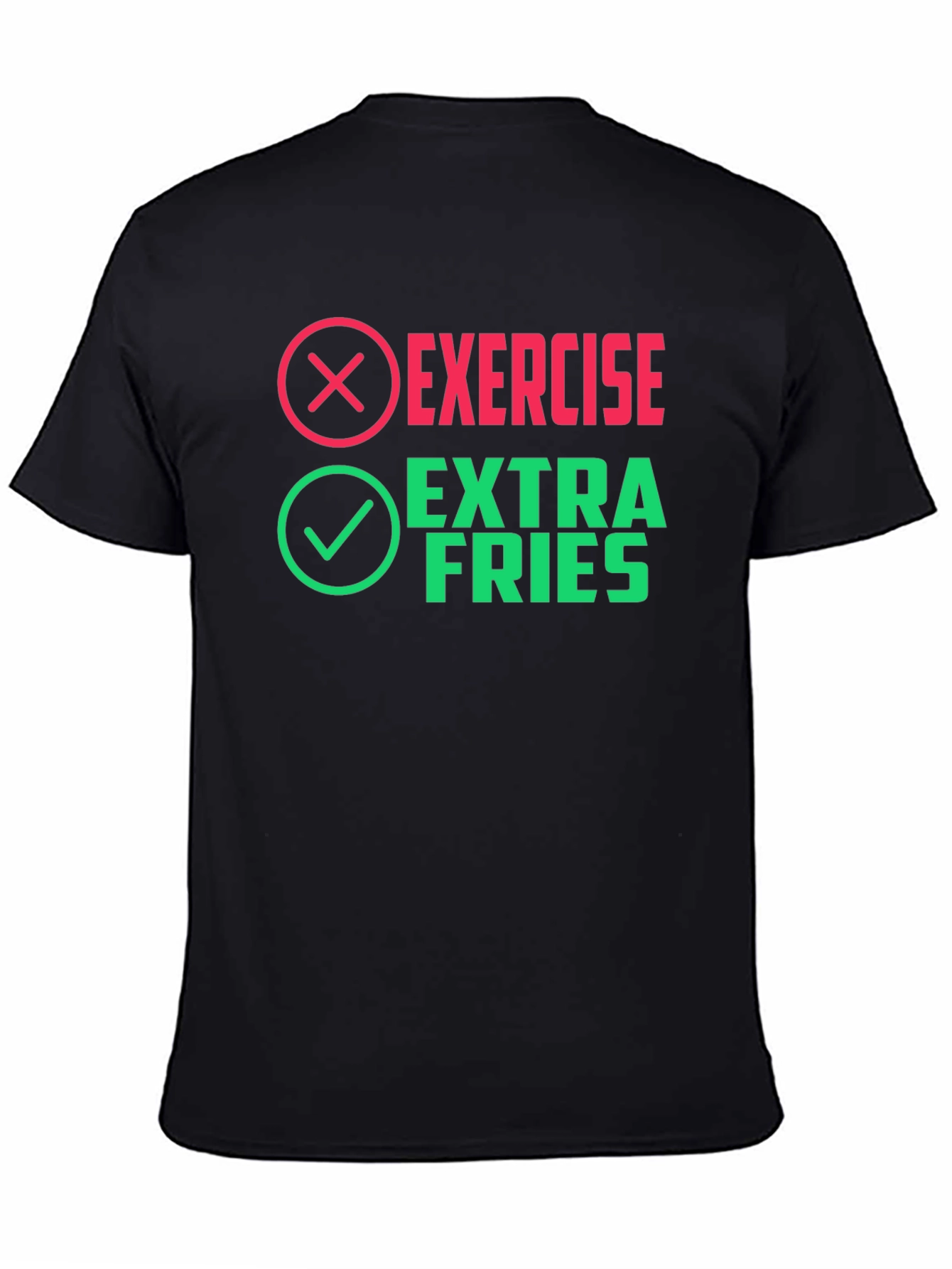 Black Exercise? Extra Fries! Novelty Graphic Tee view 4