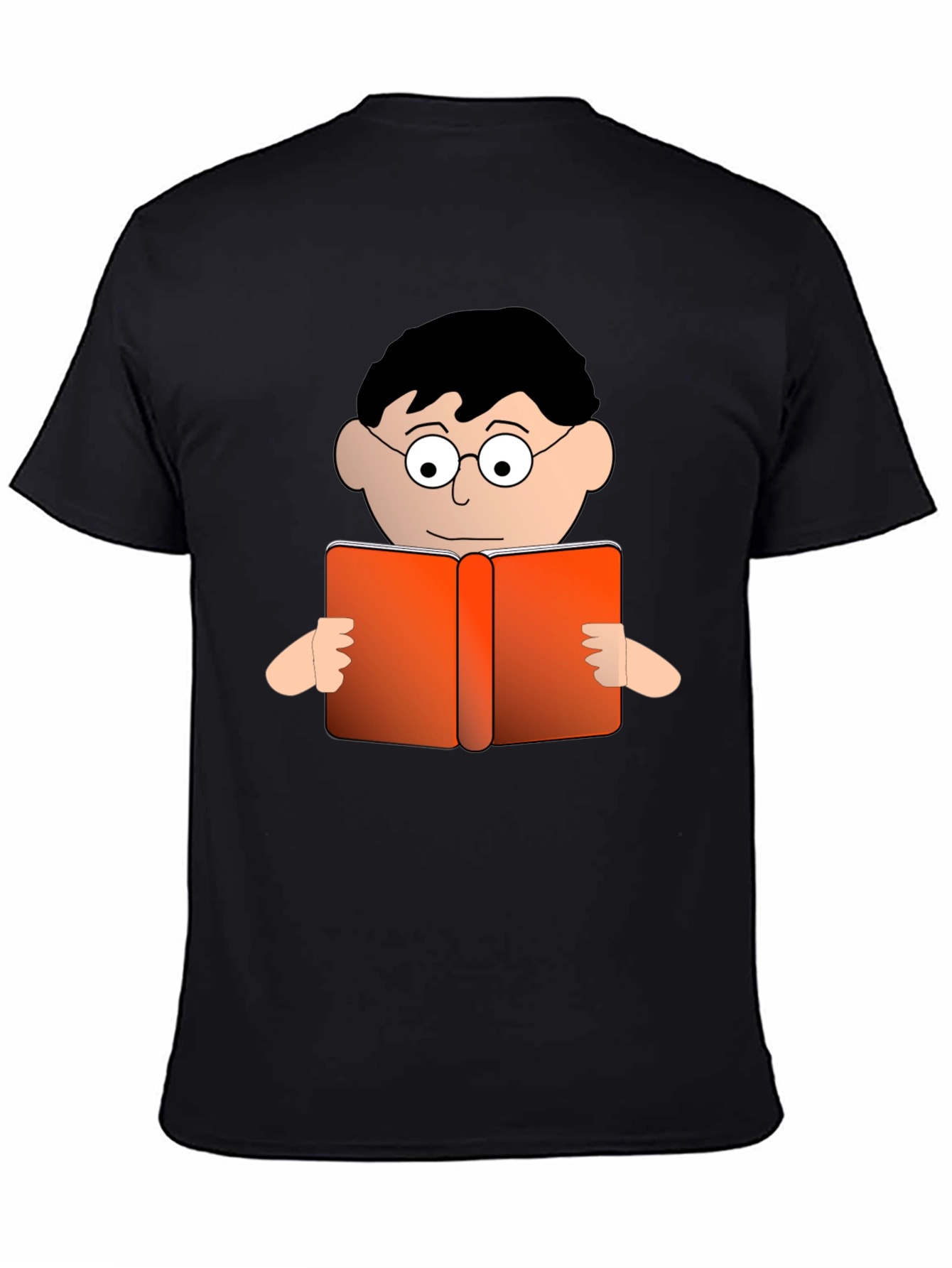 Black Cartoon Reader Black T-Shirt view 4