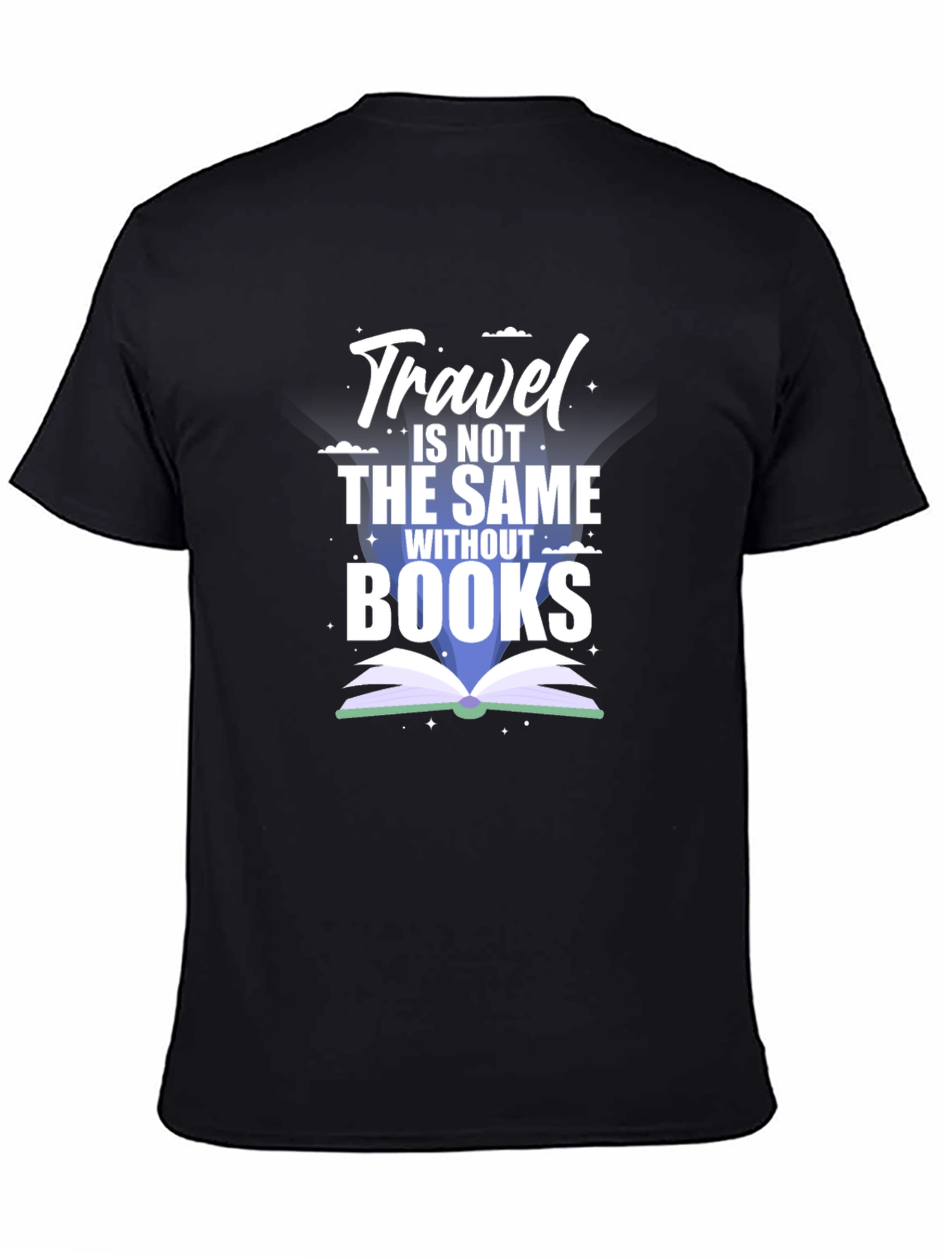Black Travel Books Graphic Tee - Black Cotton Blend T-Shirt view 4